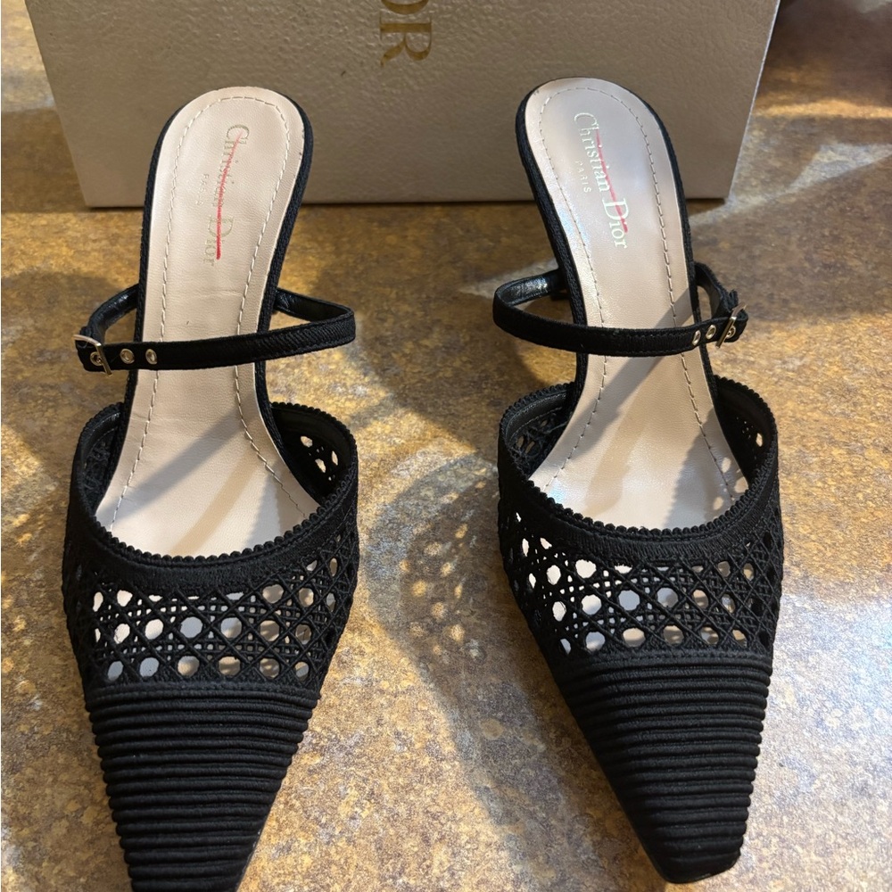 Dior Black Lace Pointed Heels